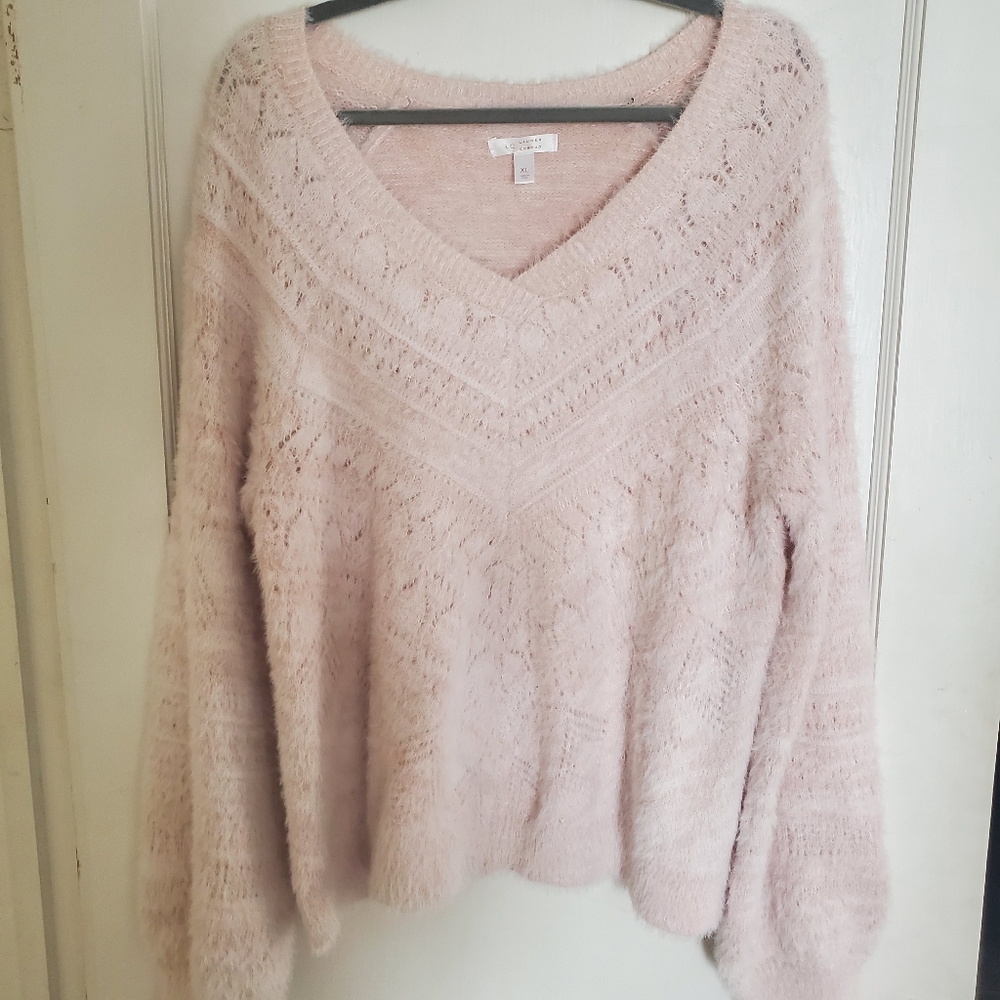 Pink and white sweater - so soft!